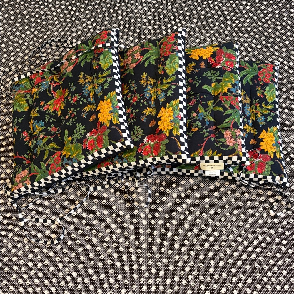 Set of 4 MacKenzie-Childs Botaniste Chair Cushions - Never Used